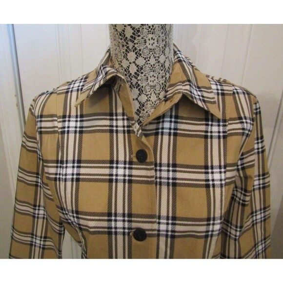 NWT Pure Amici Womens Brown Checkered Button Front Blazer Jacket Size S - Picture 2 of 6